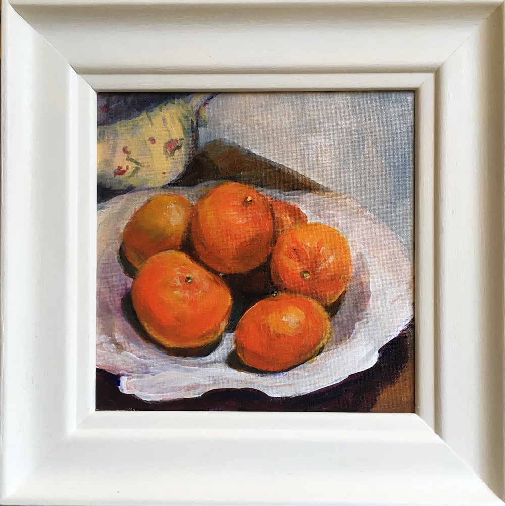 Clementines on vine plate by Sarah Heelis (Nesbitt)