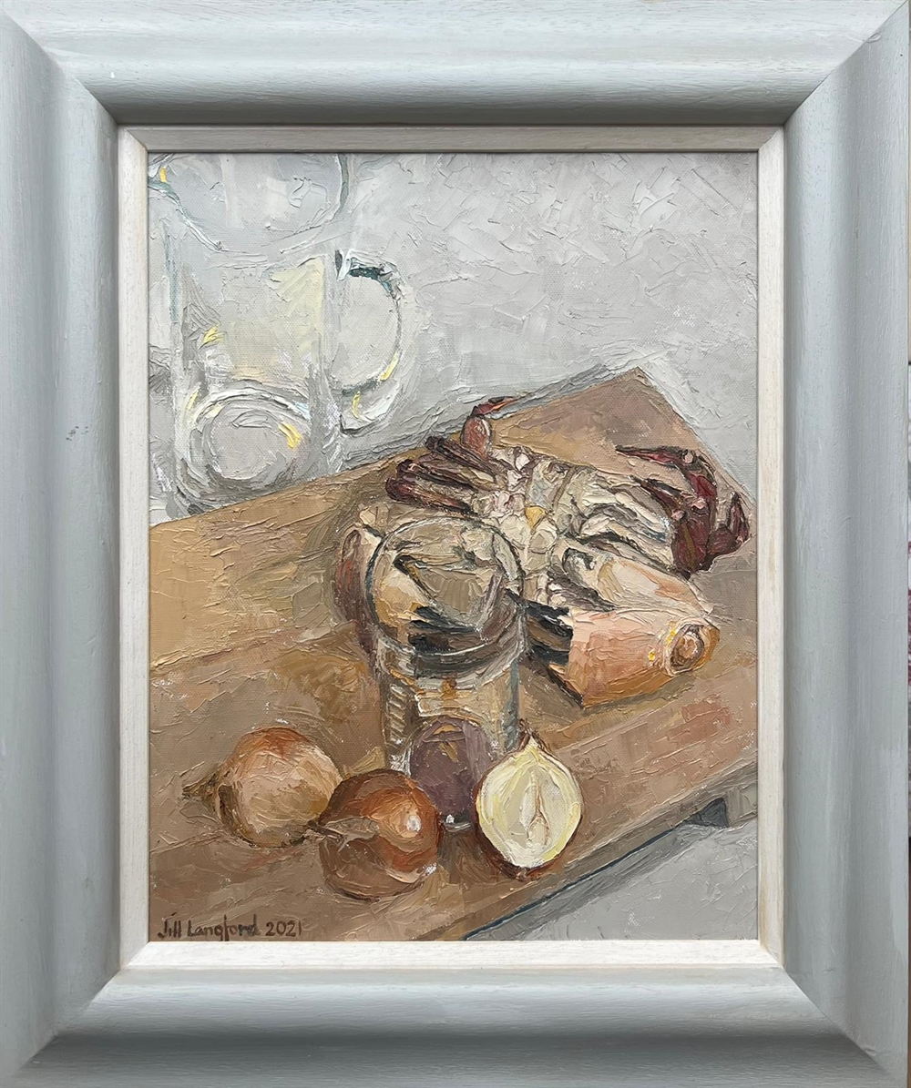 97.   Crab glass jug and onion by Jill Langford