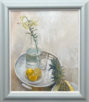 32.   Lilly and lemons on silver tray