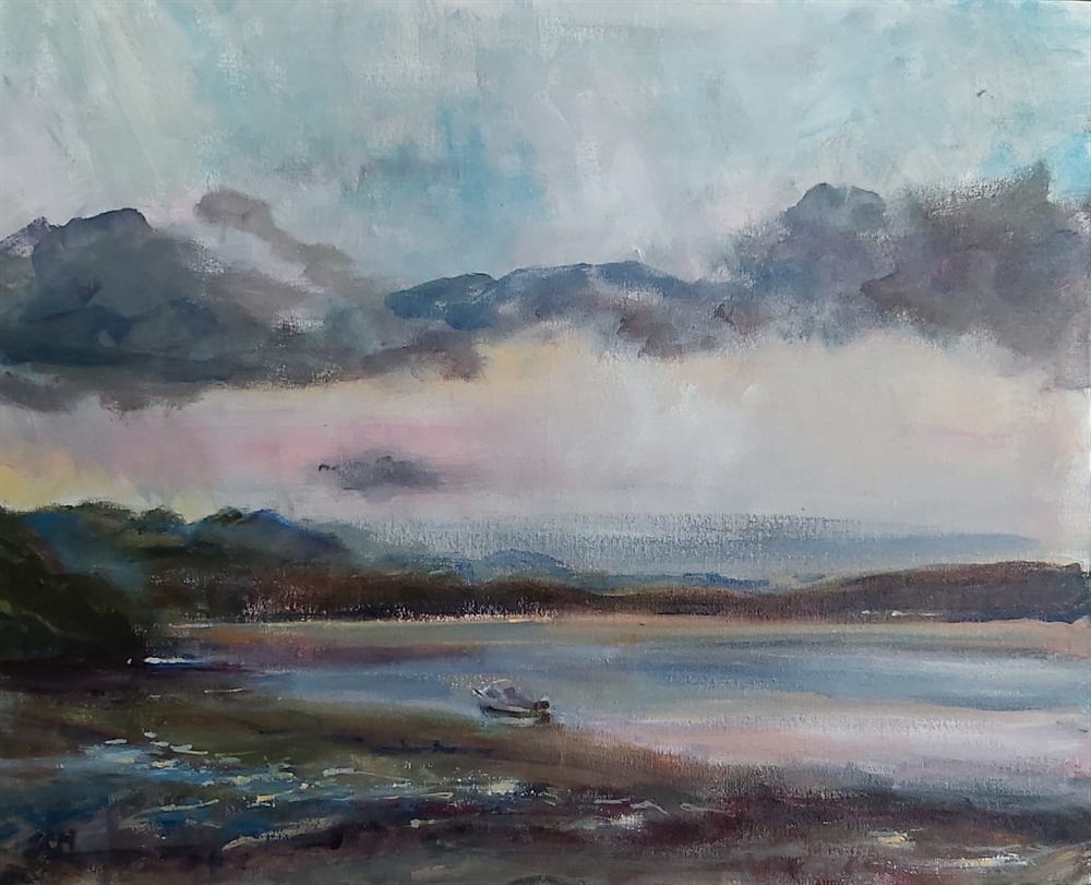 49.  Sun goes down on Borth y Gest by Sarah Heelis (Nesbitt)